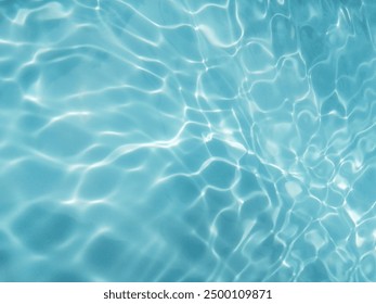 Closeup​ blur​ abstract​ of​ surface​ blue​ water. Abstract​ of​ surface​ blue​ water​ reflected​ with​ sunlight​ for​ background.Top​ view​ of blue​ water.​ Water​ splashed​ abstract​ background.