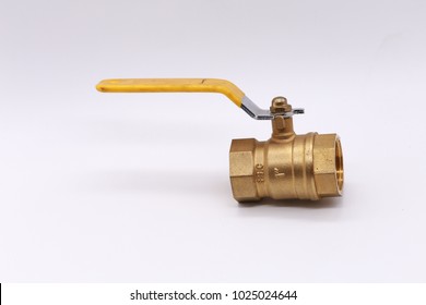 Water ball valve brass on white background