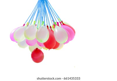 Water Balloons Colorful Isolate On White Background.