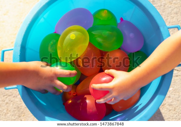 A lot of\
water balloons ready for the water\
party