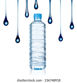 Water bottle with water drops