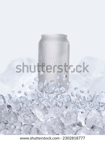 A water bottle floats up through the ice cubes