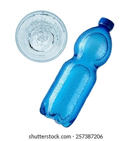 Water Bottle And Glass, Top View