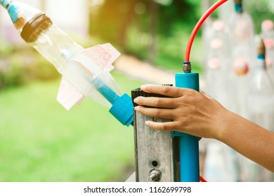 Water Bottle Rocket Used To Study Science.