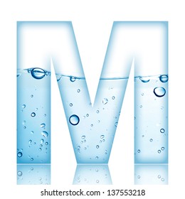 Water And Water Bubble Alphabet Letter. Letter M