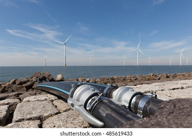 Water cables connected to the Windturbines in the IJsselmeer. 