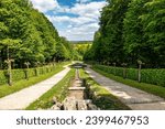 Water cascade in the park of Historical Hermitage at Bayreuth, Bavaria, region Upper Franconia, Germany