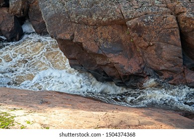 Water Cascading Through Granite Rocks - Overhead View