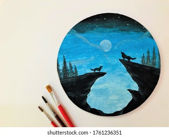 Moonlight Watercolor Stock Photos Images Photography Shutterstock