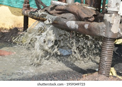 Water Coming From Ground Water Well Drilling.