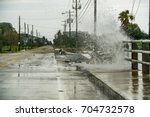 Water coming over the road in Kemah during Hurricane Harvey  