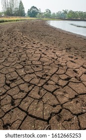 Water Dam In Orange NSW Australia, Because Of The Severe Drought Dams Are Running Out Of Water.the City Of Orange In Central West NSW Is No Different.