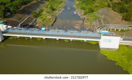 Water Dam View From Above, Renewable Energy, Aerial Landscape