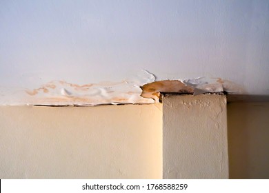 Water Damaged Ceiling Roof, Brown Stain, Office Building