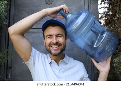 Water Delivery Man In Blue Uniform