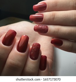 Water Design Red Nails Gel Polish Stock Photo Shutterstock