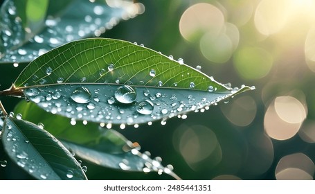  Water Dew Sticked on Leaf - Powered by Shutterstock