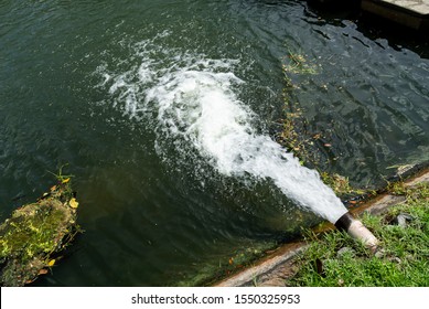 Water Drainage By Pipe Into A Pond