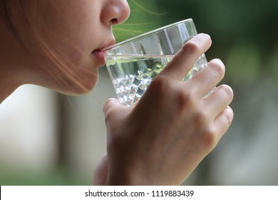 Close​ Up​ Water Drink In​ Hand