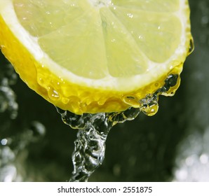 Water Dripping Off A Lemon Slice