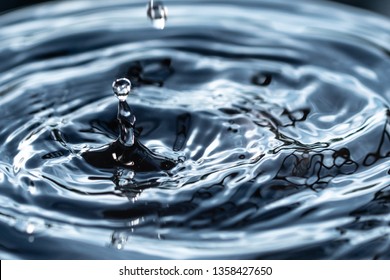 Water Dripping Or Water Ripples In A Pond. Waves Of Rippling