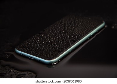 Water Drop Close Up, Puddle On Telephone Device Waterproof Concept