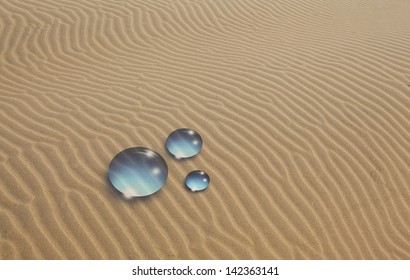 Water Drop And Desert Background