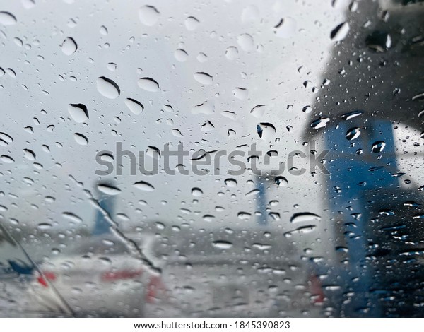 Water drop on the car\
window.