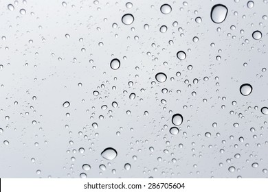 Water Drop On Glass Mirror Background.