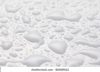 Water Drop On Glass Texture Background Closeup Shot On White Floor