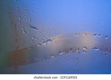 Water Droplets Or Condensation On The Outside Of A Cold Windows In A Close Up Full Frame Background Texture