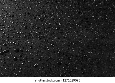 Water droplets on black background and  texture