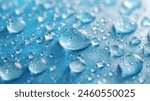 Water droplets on blue background, mobile phone wallpaper, macro photography of water drops on light blue surface, top view, closeup, high resolution, wallpaper, rain, sad, watery, cool, fresh