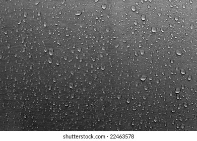 Water droplets on steel surface