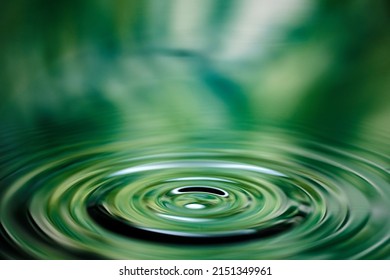Water droplets and ripples falling on the surface of the water