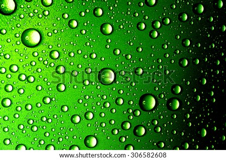 Water drops close up. Abstract Green background of waterdrops, droplets