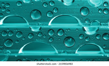 Water drops closeup. Abstract aqua wallpaper. Turquoise tinted natural background. Strong macro - Shutterstock ID 2159856983