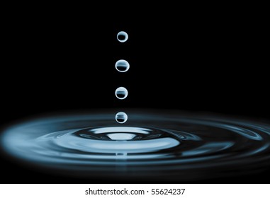 water drops isolated on black