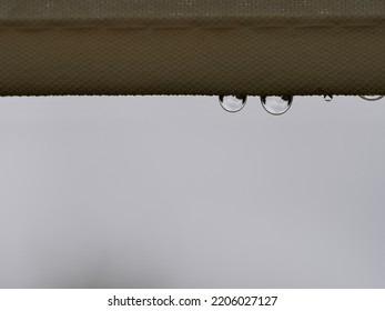 Water Drops On A Canvas Awning    