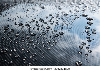 Water Drops On Car Body. Hydrophobic Effect.