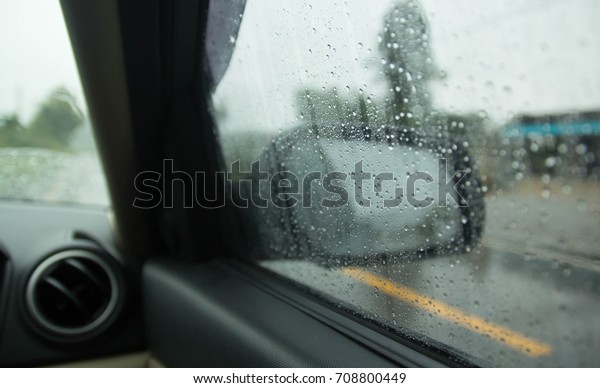 Water drops on car glass.rain drops on clear window
- selective focus