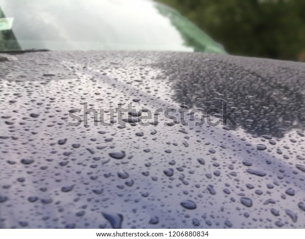 Water Drops on a Car\
Hood in Winter Time