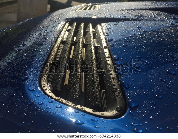 Water drops on car\
hood