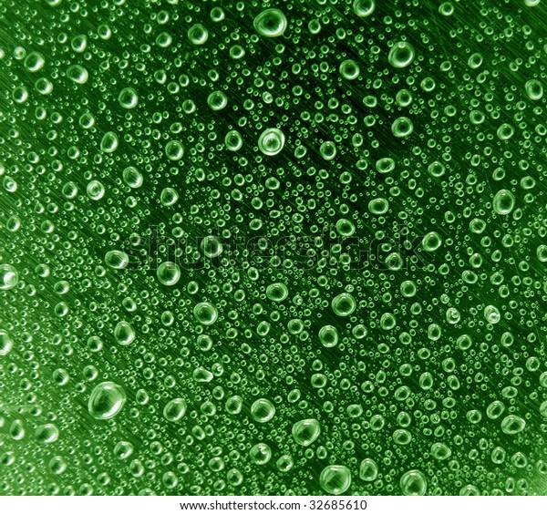 Water Drops On Green Surface Stock Photo 32685610 | Shutterstock