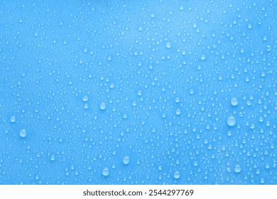 Water drops on light blue background, top view - Powered by Shutterstock