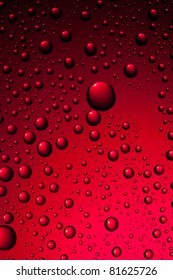 Water Drops On Red