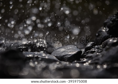 water drops on rocks