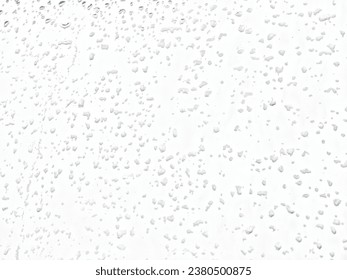 Water drops on vertical surface close up direct view isolated on white texture for blending mode - Shutterstock ID 2380500875