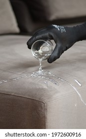 Water drops on waterproof textile material - Waterproof fabric on sofa