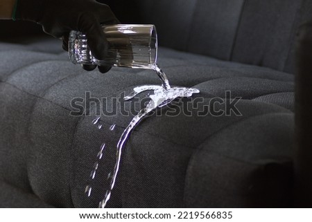 Water drops on waterproof textile material - Waterproof fabric on sofa